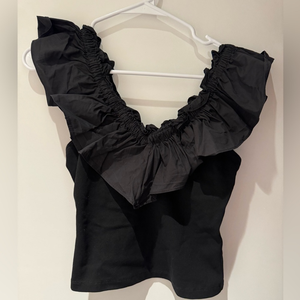 English factory V-neck ruffle top